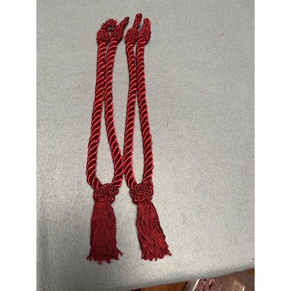 Set Of 4 Red Twisted Curtain Tie Backs with Tassels 12" Long Set of 2 - Picture 8 of 10
